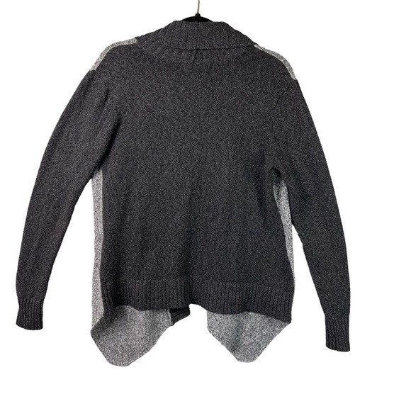 Anna Rose Open Cardigan Women's Size Medium Drape Front Heathered Gray & Black - Picture 2 of 9